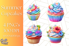 Bright Summer Cupcake PNG Clipart, Colorful Cupcakes Product Image 1