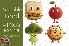 Cute Food PNG Clipart, 3D Adorable Kawaii Characters Png Product Image 1