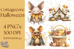 Cottagecore Halloween Clipart Cozy PNG, Autumn Fall Png Product Image 1