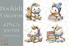 Magical Bookish Unicorn PNG Clipart Reading Books &amp; Stories Product Image 1