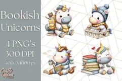 Magical Bookish Unicorn PNG Clipart Reading Books & Stories Product Image 1