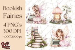 Bookish Fairy PNG Clipart, Whimsical Reading Elements Png Product Image 1