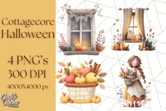 Cottagecore Halloween Clipart Cozy PNG, Autumn Fall Png Product Image 1