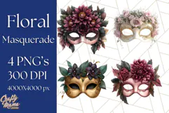 Vintage Garden Masquerade Floral Eye Mask PNG Clipart Product Image 1