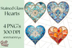 Stained Glass Heart PNG Clipart in Pastel and Bright Colors Product Image 1