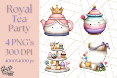 Princess Tea Party PNG Clipart with Teacups &amp; Fancy Treats Product Image 1