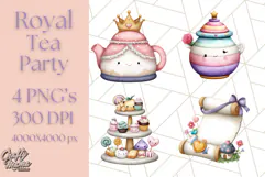 Princess Tea Party PNG Clipart with Teacups & Fancy Treats Product Image 1