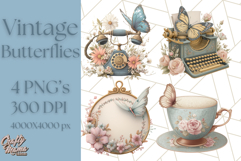 Vintage Butterfly PNG Clipart, Fairytale Cottagecore Images Product Image 1