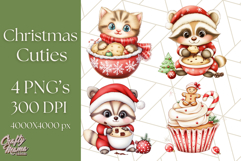 Christmas Baking Critters PNG Clipart, Cute Animals Holiday Product Image 1