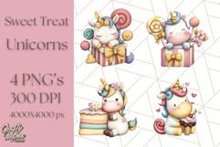 Cute Dessert Unicorn PNG Clipart with Cupcakes &amp; Candies Product Image 1