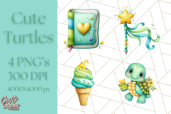 Cute Baby Turtle Clipart, Cute Animals Png Product Image 1