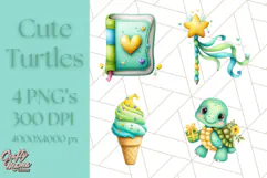 Cute Baby Turtle Clipart, Cute Animals Png Product Image 1