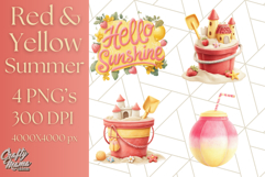 Strawberry Red Lemon Yellow Summer Clipart PNG, Summer Icons Product Image 1