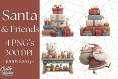Santa Claus Clipart, North Pole Holiday PNG Graphics Product Image 1