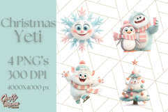 Kawaii Christmas Yeti PNG Clipart, Cute Bigfoot Holiday Art Product Image 1