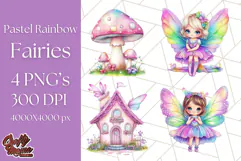 Pastel Fairy Clip Art PNG With Glitter, Rainbow Fairy Png Product Image 1