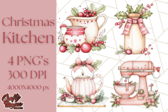 Christmas Cottagecore Kitchen Clipart PNG, Holiday Decor Product Image 1