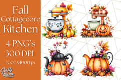 Fall Cottagecore Kitchen Clipart, Cozy Autumn Kitchen PNG Product Image 1