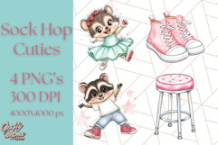 Sock Hop Animal Dance Party PNG Clipart, Cute Retro 1950s Product Image 1
