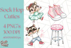 Sock Hop Animal Dance Party PNG Clipart, Cute Retro 1950s Product Image 1