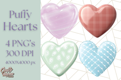 Pastel Puffy Patterned Hearts Clipart PNG, 3D Look Heart Png Product Image 1