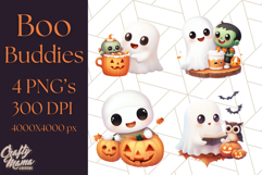 Cute Halloween Ghost Clipart PNG, Ghost and Friends Holiday Product Image 1