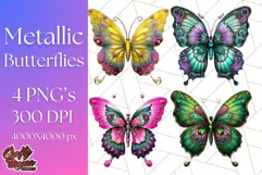 Metallic Butterfly Clipart PNG Clipart, Vibrant Butterfly Product Image 1
