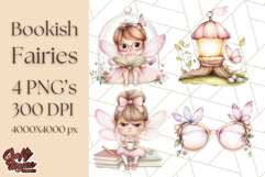 Bookish Fairy PNG Clipart, Whimsical Reading Elements Png Product Image 1