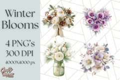 Whimsy Winter Florals Clipart PNG, Christmas Png Clipart Product Image 1