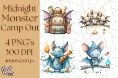 Midnight Monster Camp Out Clipart PNG, Halloween Png Product Image 1