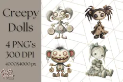 Creepy Dolls Clipart PNG Haunted Toy Characters Product Image 1