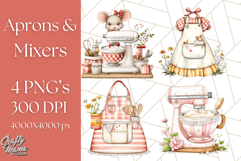 Cottagecore Kitchen Mixer, Apron PNG Clipart, Retro Floral Product Image 1