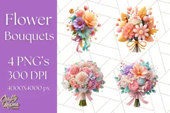 Pastel Flower Bouquet PNG Clipart, Elegant Floral Art Product Image 1