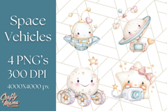 Kawaii Space Vehicles Clipart PNG, Cute Sci-Fi Tech Clip Art Product Image 1