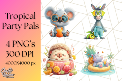 Tropical Fruit Party Animals PNG Clipart, Cute Summer Animal Product Image 1