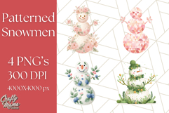 Patterned Snowman Silhouette PNG Clipart Product Image 1