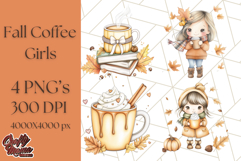 Pumpkin Spice Chibi Girls, Fall Accessories PNG, Cozy Autumn Product Image 1