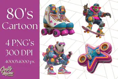 Forgotten 80s Cartoon Clipart PNG, Retro Animal Heroes Product Image 1