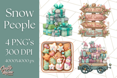 Snowman Family Clipart PNG Winter Holiday Art Product Image 1