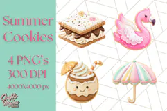 Summer Iced Cookie Clipart PNG, Cute Tropical Cookies Product Image 1