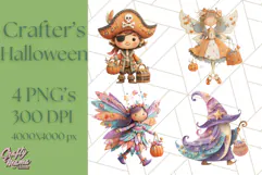 Kawaii Halloween Clipart Cute Kids and Candy Elements Png Product Image 1