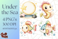 Under the Sea Nursery Clipart, Ocean Animals PNG Product Image 1
