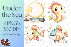 Under the Sea Nursery Clipart, Ocean Animals PNG Product Image 1
