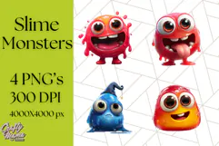 Slime Monster Clipart, Colorful Goo Graphics Png Product Image 1