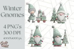 Cozy Winter Gnome Clipart PNG, Christmas Gnome Clip Art Product Image 1