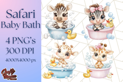 Safari Animal Babies in Bubble Baths, Cute Jungle Animal PNG Product Image 1