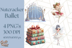 Nutcracker Ballet Clipart, Holiday Ballerina PNG Art Product Image 1