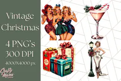 Vintage Glamorous Christmas Party Clipart PNG, Holiday Png Product Image 1