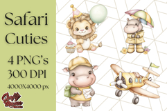 Safari Baby Animal Clipart PNG, Jungle Outfits Baby Animals Product Image 1