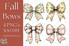 Fall Bow Clipart, Autumn Hair Bows PNG, Fall Ribbon Png Product Image 1